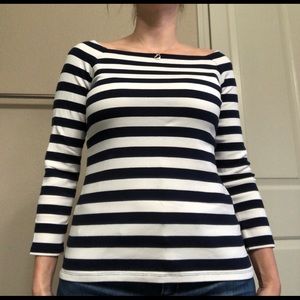 J. Crew long sleeve off-the shoulder striped shirt